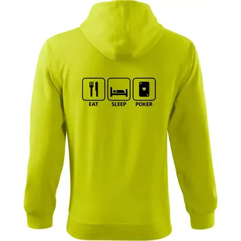Pánská mikina Eat sleep poker - Mikina s kapucí na zip trendy zipper - L ( Limetková )