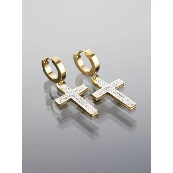 Náušnice Prosperk Náušnice ocelové křížky vykládané zirkony S1105