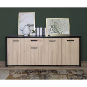 Komoda Komoda Blore 210x86x52 cm, hnědá a černá