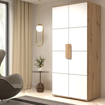 Šatní skříň Skříň Arko 91x201x58 cm, bílá a dub sonoma