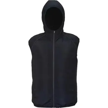 Pánská vesta Pánská sportovní vesta s kapucí Lehká nepromokavá vesta na zip s kapsami Outdoorová běžecká vesta bez rukávů pro muže černá XXS