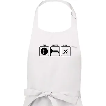 Kuchyňská zástěra Eat sleep run čtverce - Dámská zástěra na vaření - Univerzální velikost ( Bílá )
