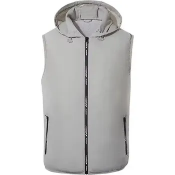 Pánská sportovní vesta s kapucí Lehká nepromokavá vesta na zip s kapsami Outdoorová běžecká vesta bez rukávů pro muže šedá XS