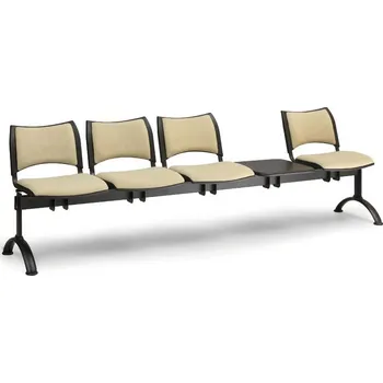 Čalouněná lavice SMART, 4-sedák + stolek - černé nohy, zelená