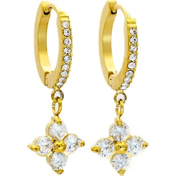 Náušnice BRUNOshop.cz Visací náušnice HVĚZDIČKA s kamínky GOLD