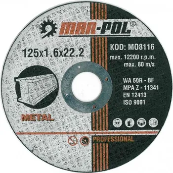 Řezný kotouč GEKO Řezný kotouč do kovu 125mm x 1.6mm x 22,2mm 00435