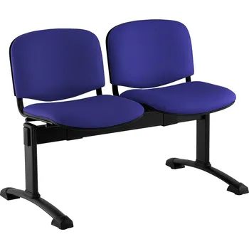 Kožená lavice ISO, 2-sedák - černé nohy, modrá