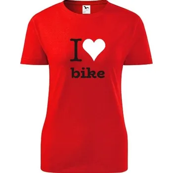 Dámské tričko Červené dámské tričko I love bike - barva červená - velikost S