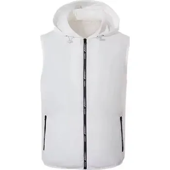 Pánská vesta Pánská sportovní vesta s kapucí Lehká nepromokavá vesta na zip s kapsami Outdoorová běžecká vesta bez rukávů pro muže bílá M