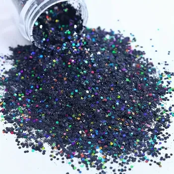 Šestihranky na zdobení nehtů - Black