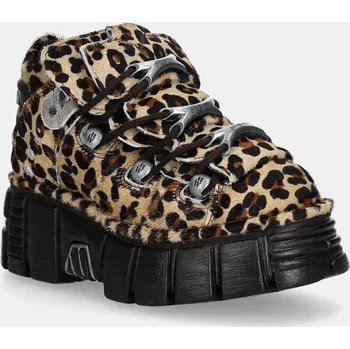 Dámské tenisky Semišové tenisky New Rock PELO LEOPARDO PONY M.106.C114 hnědá 88X, EUR 37