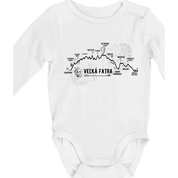 Profil kopca Veľká Fatra - Body kojenecké s dlouhým rukávem - Dlouhý r. 6-12 měs ( Bílá )