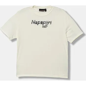 Dětské bavlněné tričko Napapijri S-PRIMIERO NP0A88ZY2061.134.172 béžová 01X, vel. 168-172