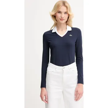 Pánské tričko Tričko s dlouhým rukávem Lacoste tmavomodrá barva, DF7785 59X, vel. 34
