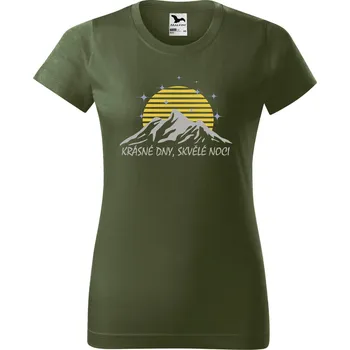 Dámské tričko DOBRÝ TRIKO Dámské tričko s potiskem Krásné dny Barva: Khaki, Velikost: L