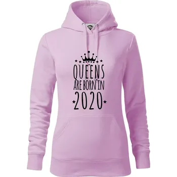 Dámská mikina Queens are born in 2020 - Mikina dámská Cape s kapucí - S ( Orchid )
