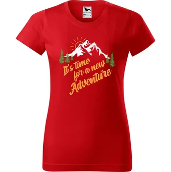 Dámské tričko DOBRÝ TRIKO Dámské tričko s potiskem New Adventure Barva: Červená, Velikost: 2XL