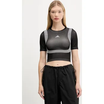 Dámské tričko Tričko adidas Originals Seamless Techfit Baby Tee JV7159 černá 99X, vel. S