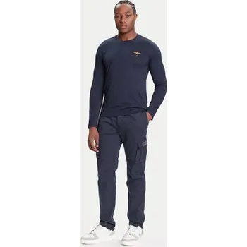 Pánské kalhoty Aeronautica Militare Kalhoty z materiálu 252PA1329UCT0244 Tmavomodrá Regular Fit 50