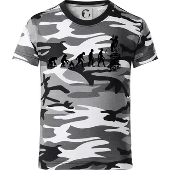 Chlapecké tričko Evoluce kominík - Dětské maskáčové triko - 122 cm/6 let ( Šedý maskáč )