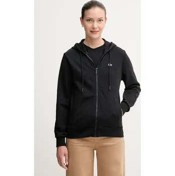 Dámská mikina Bavlněná mikina Lacoste dámská, černá barva, s kapucí, hladká, SF5256 99X, vel. 40