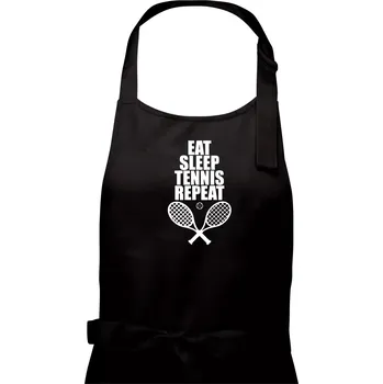 Kuchyňská zástěra Eat sleep tennis - Dámská zástěra na vaření - Univerzální velikost ( Černá )