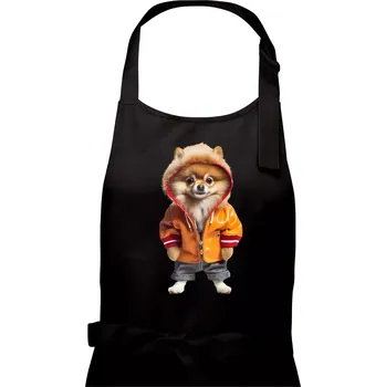 Kuchyňská zástěra Pomeranian v bundě - Pánská zástěra na vaření - Univerzální velikost ( Černá )