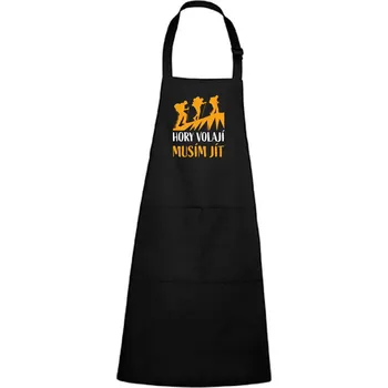 Kuchyňská zástěra DOBRÝ TRIKO Zástěra s potiskem Hory volají Barva: Černá