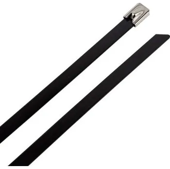 Stahovací páska Kabelová vázací páska Nedá se uvolnit 650mm 4,6 mm Černá Nerezová ocel 316 RS PRO