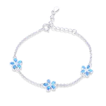 2262 MINET Stříbrný náramek KYTIČKY s modrými opálky Délka: 17