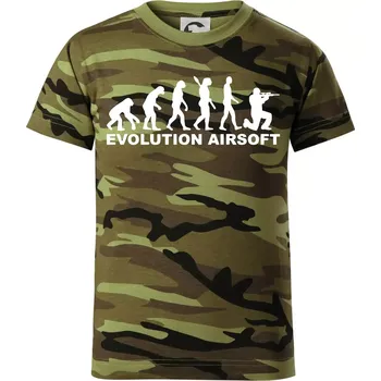 Evoluce airsoft - Dětské maskáčové triko - 134 cm/8 let ( Zelený maskáč )