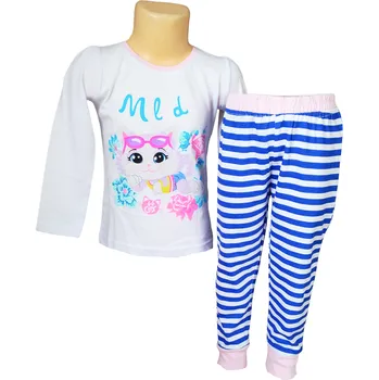 Dívčí pyžamo Eplusm Dívčí pyžamo 44 KOČEK dlouhé Barva: Bílomodrá, Velikost: 98