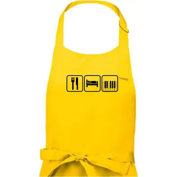 Kuchyňská zástěra Eat sleep piano v řadě - Dámská zástěra na vaření - Univerzální velikost ( Žlutá )