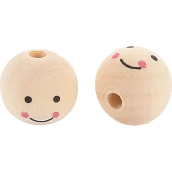 Dětské navlékací korálky Pro Háčkování Dřevěný korálek obličej Ø 25 mm Počet: 1 ks