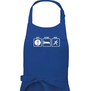 Kuchyňská zástěra Eat sleep run čtverce - Pánská zástěra na vaření - Univerzální velikost ( Královská modrá )