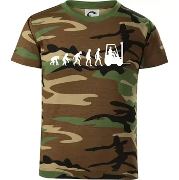 Chlapecké tričko Evoluce ještěrka - Dětské maskáčové triko - 122 cm/6 let ( Hnědý maskáč )