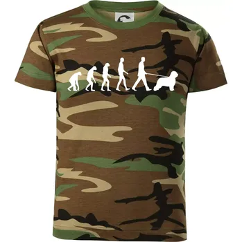 Chlapecké tričko Evoluce pes Briard - Dětské maskáčové triko - 122 cm/6 let ( Hnědý maskáč )