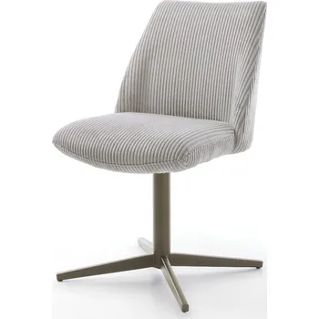 Jídelní židle DELIFE Jídelní židle Elso-Flex manšestr stříbrně šedá podnož ve tvaru kříže titanový efekt 360° otočný taštičkové pružiny