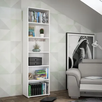 Knihovna Knihovna Baur vysoká, úzká, bílá 55x198x34 cm