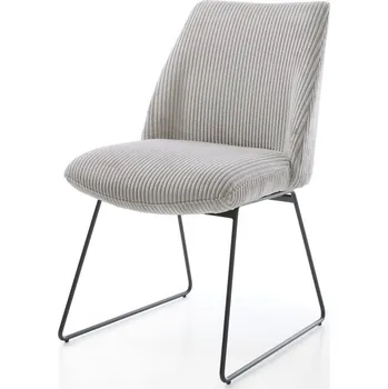 Jídelní židle DELIFE Jídelní židle Elso-Flex plyšový manšestr stříbrně šedá tenká podnož černá taštičkové pružiny