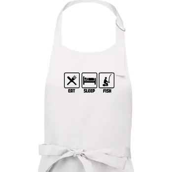 Kuchyňská zástěra Rybaření - Eat sleep Fish - Dámská zástěra na vaření - Univerzální velikost ( Bílá )