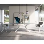 DELIFE Jídelní stůl Edge Boot 240x120 reliéfní sklo perleť 3D design Zenthara hranatý kov bílý