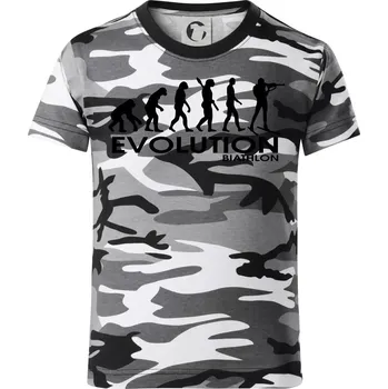 Chlapecké tričko Evoluce biatlonu Biathlon - Dětské maskáčové triko - 146 cm/10 let ( Šedý maskáč )