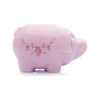 Prasátko, figurální porcelán, 8,5 cm, kytičky, Leander