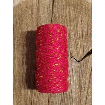 Bavlněná šňůra Ø1,5 mm s lurexem vánoční, barva červená zlatá