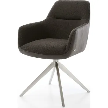 Jídelní židle DELIFE Jídelní židle Pejo-Flex kombinace materiálů černá široká kovová podnož z nerezové oceli otočná o 360° houpací funkce taštičkové pružiny