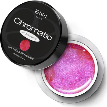 Umělé nehty ENII NAILS ENII Chromatic Builder UV LED gel 04 Moulin Rouge - Glittrový stavební gel, 15ml