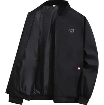 Pánská bunda Lehká bunda na zip s podšívkou Módní přechodová bunda do města Sportovní bunda s elastickými lemy Stylová bunda na volný čas a jaro černá XL