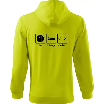 Pánská mikina Eat sleep Code - Mikina s kapucí na zip trendy zipper - M ( Limetková )
