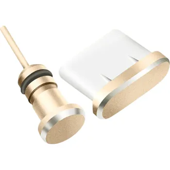 Protiprachový konektor USB-C a 3,5 mm jack Ochrana portů pro Samsung S8 S9 S10 Note 8 9 Huawei P10 P20 P30 SIM zásuvka Sluchátka Nabíjení zlatá